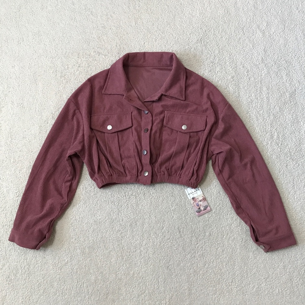 Halara Cropped Corduroy Jacket Deco Rose Pink Size M - Picture 3 of 13